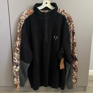 NWT Legendary Original Deer Gear Quarter Zip Camouflage Fleece Pullover